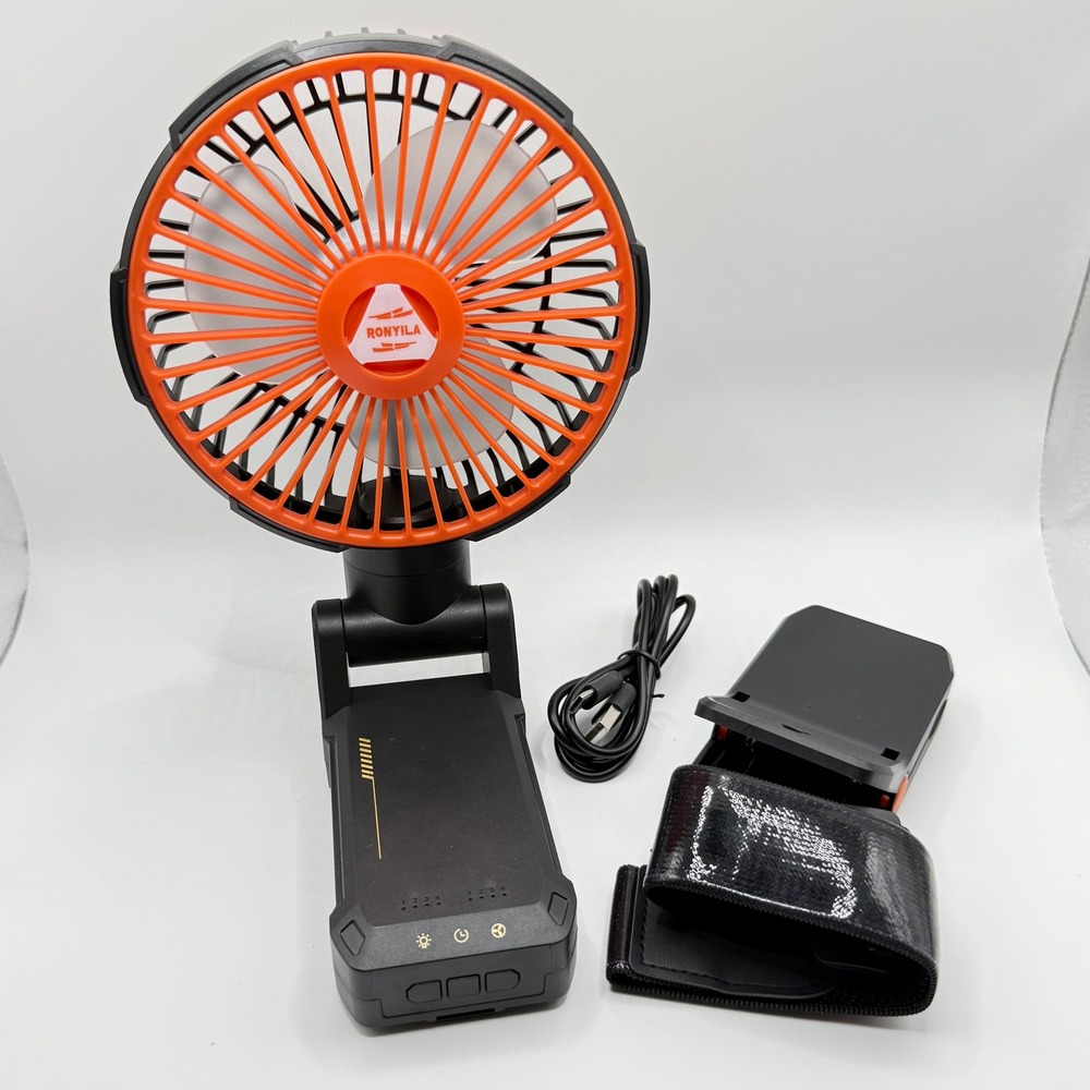 Ronyila A20 Portable Fan Black Orange New Magnetic Clip-On 4 Speeds